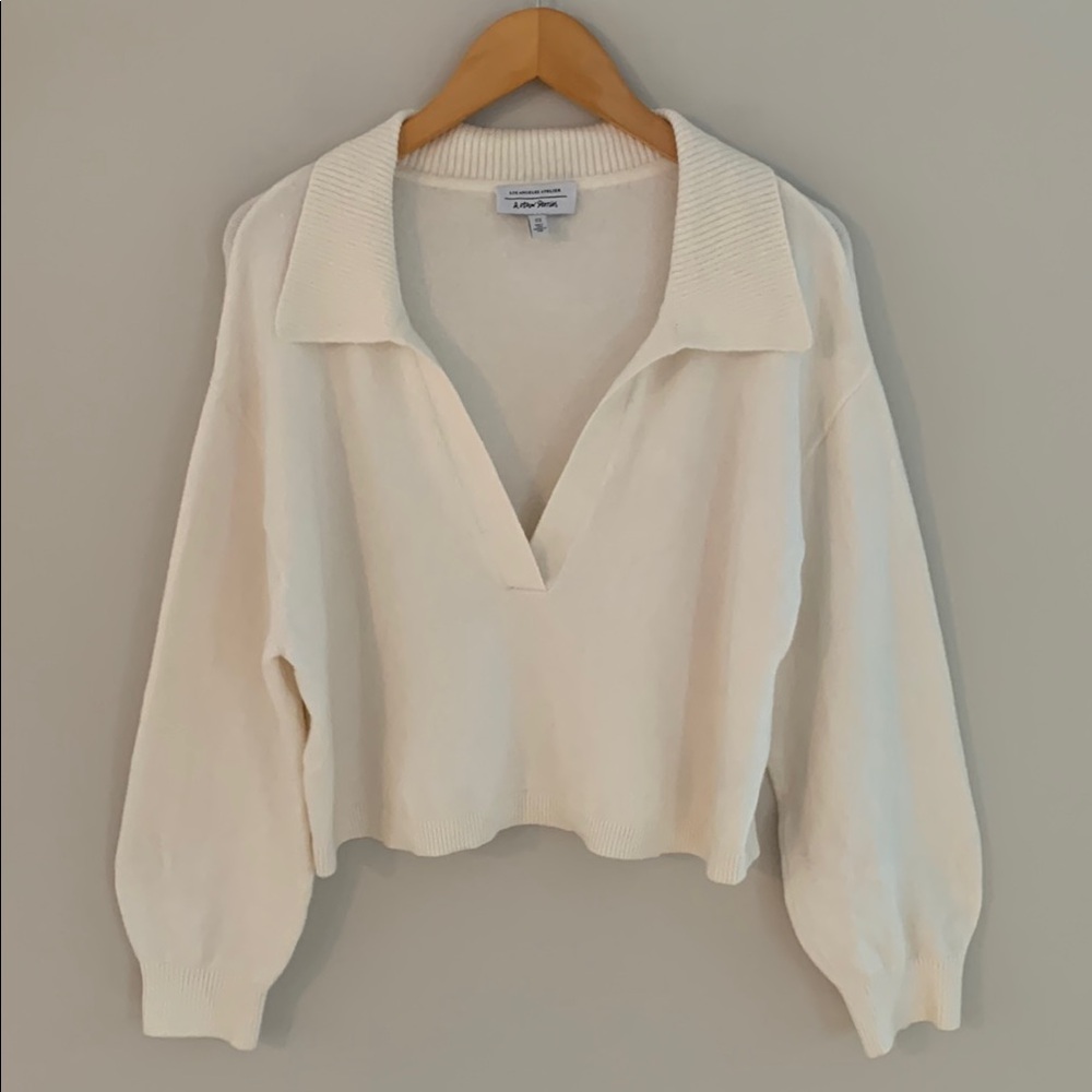 & Other Stories Cream V-Neck Sweater